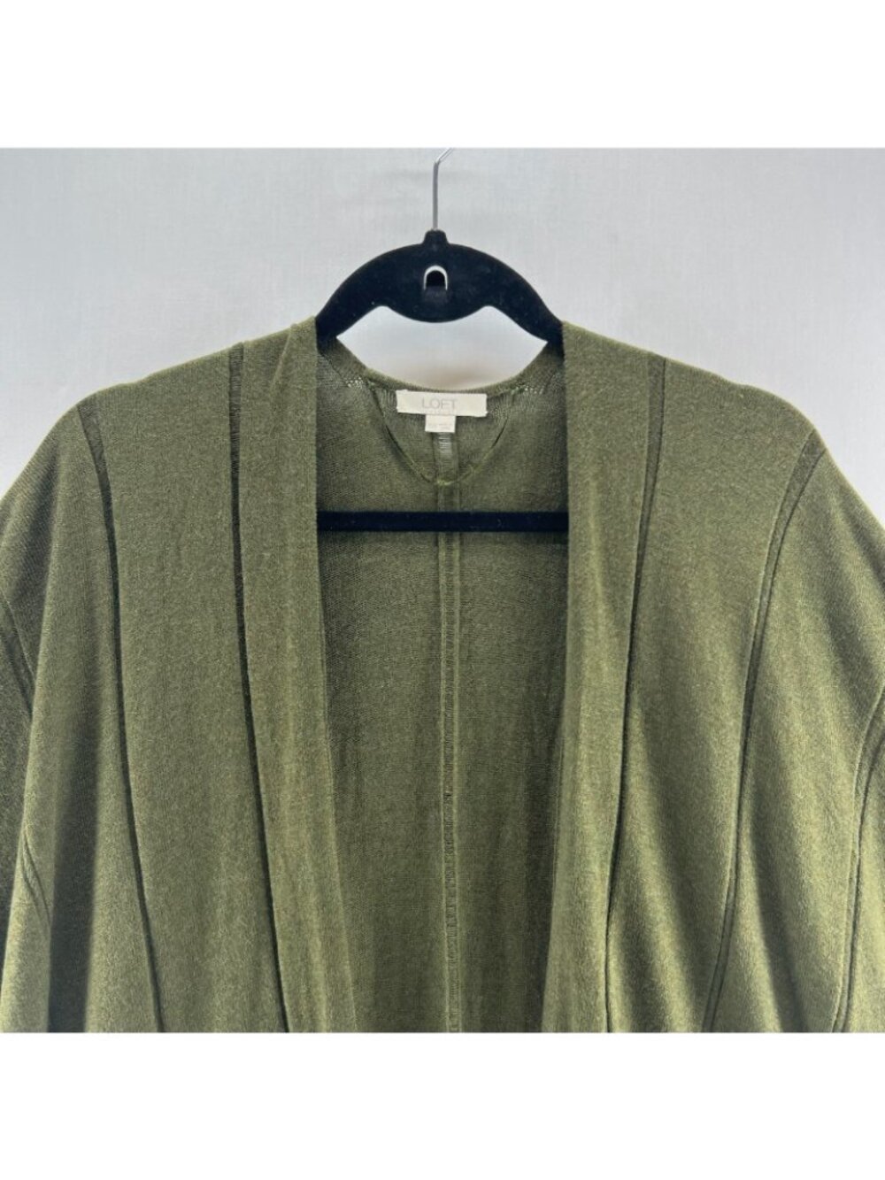LOFT Open Front Poncho Cardigan Sweater Womens XS/S Kimono Relaxed Olive Green - Picture 3 of 9